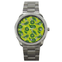 Floral Pattern Paisley Style Paisley Print  Doodle Background Sport Metal Watch