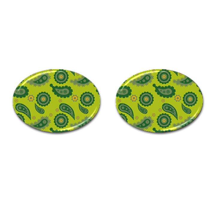 Floral pattern paisley style Paisley print. Doodle background Cufflinks (Oval)