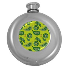 Floral Pattern Paisley Style Paisley Print  Doodle Background Round Hip Flask (5 Oz) by Eskimos