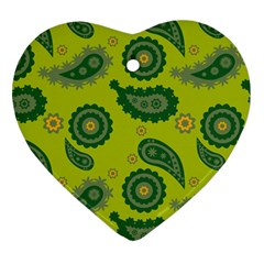 Floral Pattern Paisley Style Paisley Print  Doodle Background Heart Ornament (two Sides) by Eskimos