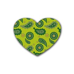 Floral Pattern Paisley Style Paisley Print  Doodle Background Rubber Coaster (heart) by Eskimos