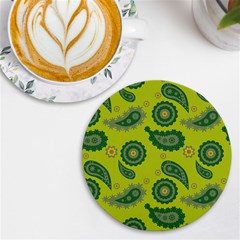 Floral Pattern Paisley Style Paisley Print  Doodle Background Uv Print Round Tile Coaster by Eskimos