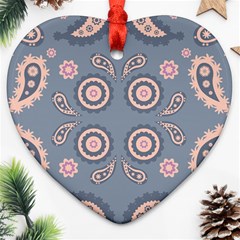 Floral Folk Damask Pattern Fantasy Flowers Floral Geometric Fantasy Ornament (heart) by Eskimos