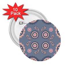 Floral Folk Damask Pattern Fantasy Flowers Floral Geometric Fantasy 2 25  Buttons (10 Pack)  by Eskimos