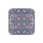 Floral folk damask pattern Fantasy flowers Floral geometric fantasy Rubber Square Coaster (4 pack) Front