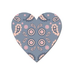 Floral Folk Damask Pattern Fantasy Flowers Floral Geometric Fantasy Heart Magnet by Eskimos