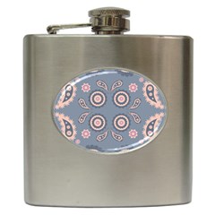 Floral Folk Damask Pattern Fantasy Flowers Floral Geometric Fantasy Hip Flask (6 Oz) by Eskimos