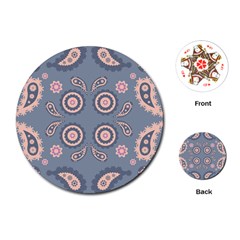 Floral Folk Damask Pattern Fantasy Flowers Floral Geometric Fantasy Playing Cards Single Design (round) by Eskimos