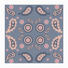 Floral Folk Damask Pattern Fantasy Flowers Floral Geometric Fantasy Medium Glasses Cloth by Eskimos