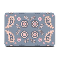 Floral Folk Damask Pattern Fantasy Flowers Floral Geometric Fantasy Small Doormat  by Eskimos