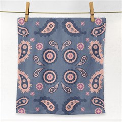 Floral Folk Damask Pattern Fantasy Flowers Floral Geometric Fantasy Face Towel by Eskimos