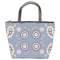 Floral Folk Damask Pattern Fantasy Flowers Floral Geometric Fantasy Bucket Bag by Eskimos