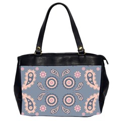 Floral Folk Damask Pattern Fantasy Flowers Floral Geometric Fantasy Oversize Office Handbag (2 Sides) by Eskimos