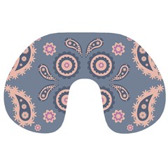 Floral Folk Damask Pattern Fantasy Flowers Floral Geometric Fantasy Travel Neck Pillow by Eskimos