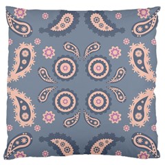 Floral Folk Damask Pattern Fantasy Flowers Floral Geometric Fantasy Large Flano Cushion Case (one Side) by Eskimos