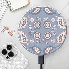 Floral Folk Damask Pattern Fantasy Flowers Floral Geometric Fantasy Wireless Charger by Eskimos