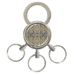 Floral Folk Damask Pattern Fantasy Flowers Floral Geometric Fantasy 3-ring Key Chain by Eskimos