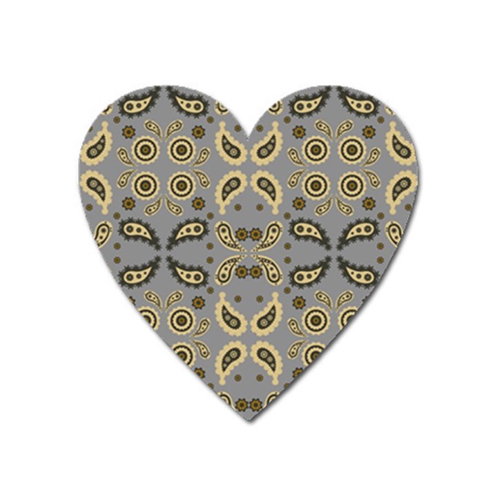 Floral folk damask pattern Fantasy flowers Floral geometric fantasy Heart Magnet