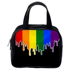 Gay Pride Flag Rainbow Drip On Black Blank Black For Designs Classic Handbag (one Side) by VernenInk