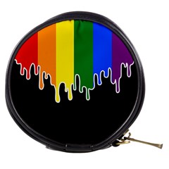 Gay Pride Flag Rainbow Drip On Black Blank Black For Designs Mini Makeup Bag by VernenInk