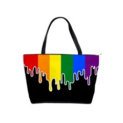 Gay Pride Flag Rainbow Drip On Black Blank Black For Designs Classic Shoulder Handbag by VernenInk