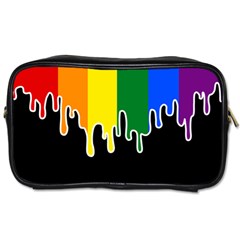 Gay Pride Flag Rainbow Drip On Black Blank Black For Designs Toiletries Bag (two Sides) by VernenInk