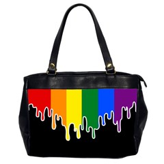 Gay Pride Flag Rainbow Drip On Black Blank Black For Designs Oversize Office Handbag (2 Sides) by VernenInk