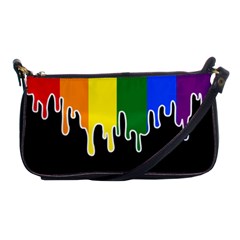 Gay Pride Flag Rainbow Drip On Black Blank Black For Designs Shoulder Clutch Bag by VernenInk