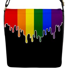 Gay Pride Flag Rainbow Drip On Black Blank Black For Designs Flap Closure Messenger Bag (s) by VernenInk