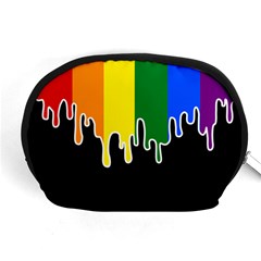 Gay Pride Flag Rainbow Drip On Black Blank Black For Designs Accessory Pouch (medium) by VernenInk