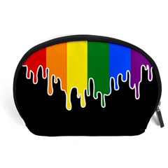 Gay Pride Flag Rainbow Drip On Black Blank Black For Designs Accessory Pouch (large) by VernenInk