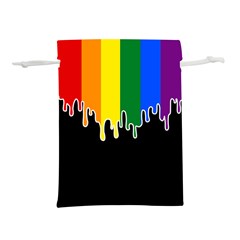 Gay Pride Flag Rainbow Drip On Black Blank Black For Designs Lightweight Drawstring Pouch (l) by VernenInk