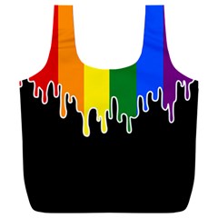 Gay Pride Flag Rainbow Drip On Black Blank Black For Designs Full Print Recycle Bag (xxxl) by VernenInk