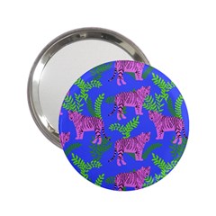 Pink Tigers On A Blue Background 2 25  Handbag Mirrors by SychEva