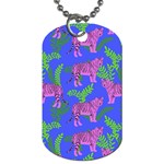 Pink Tigers On A Blue Background Dog Tag (Two Sides) Front