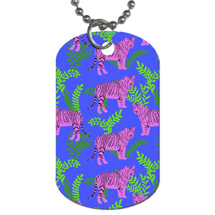 Pink Tigers On A Blue Background Dog Tag (Two Sides)