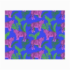 Pink Tigers On A Blue Background Small Glasses Cloth by SychEva