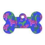 Pink Tigers On A Blue Background Dog Tag Bone (One Side) Front