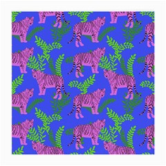 Pink Tigers On A Blue Background Medium Glasses Cloth by SychEva