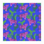 Pink Tigers On A Blue Background Medium Glasses Cloth Front