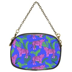 Pink Tigers On A Blue Background Chain Purse (one Side) by SychEva