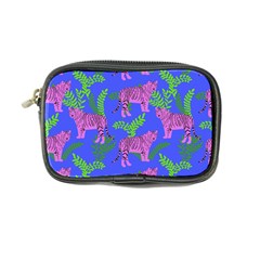 Pink Tigers On A Blue Background Coin Purse by SychEva