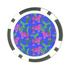 Pink Tigers On A Blue Background Poker Chip Card Guard (10 Pack) by SychEva