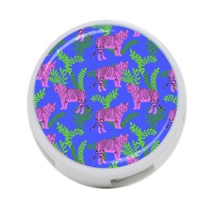 Pink Tigers On A Blue Background 4-port Usb Hub (two Sides) by SychEva