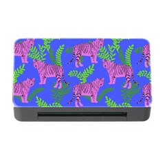 Pink Tigers On A Blue Background Memory Card Reader With Cf by SychEva