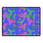 Pink Tigers On A Blue Background Double Sided Fleece Blanket (Small)  45 x34  Blanket Front