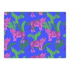 Pink Tigers On A Blue Background Double Sided Flano Blanket (mini)  by SychEva