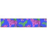 Pink Tigers On A Blue Background Large Flano Scarf  Front