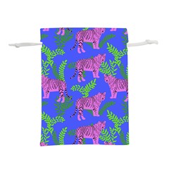 Pink Tigers On A Blue Background Lightweight Drawstring Pouch (m) by SychEva