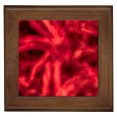 Cadmium Red Abstract Stars Framed Tile by DimitriosArt